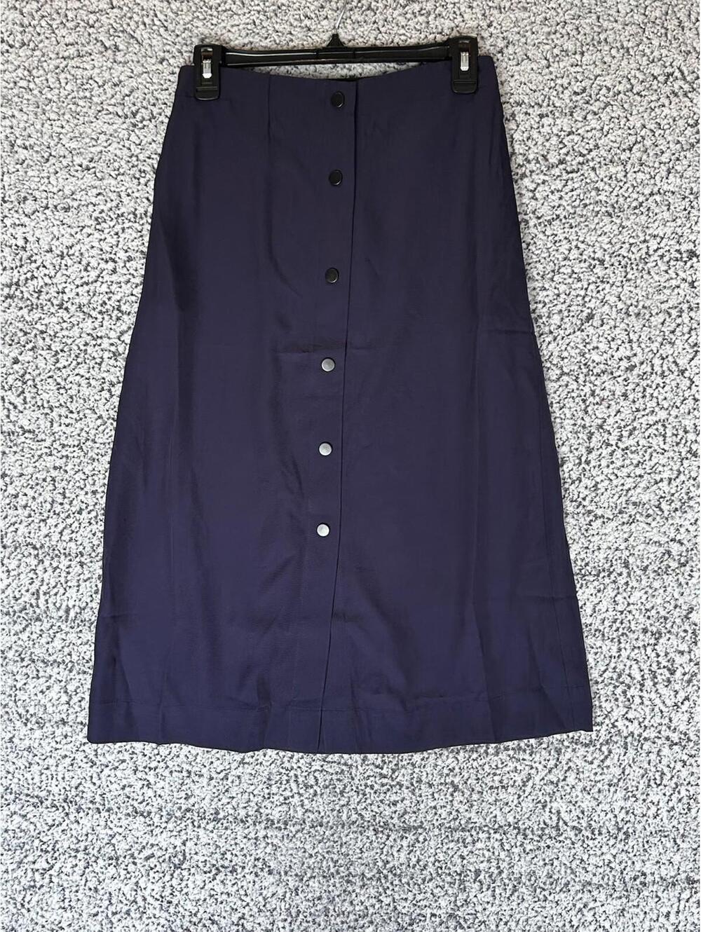 GSTQ Baseline Skirt Womens Small Midnight Blue Button Front NWT
